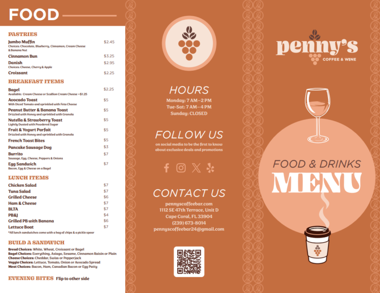 pennys coffee bar menu